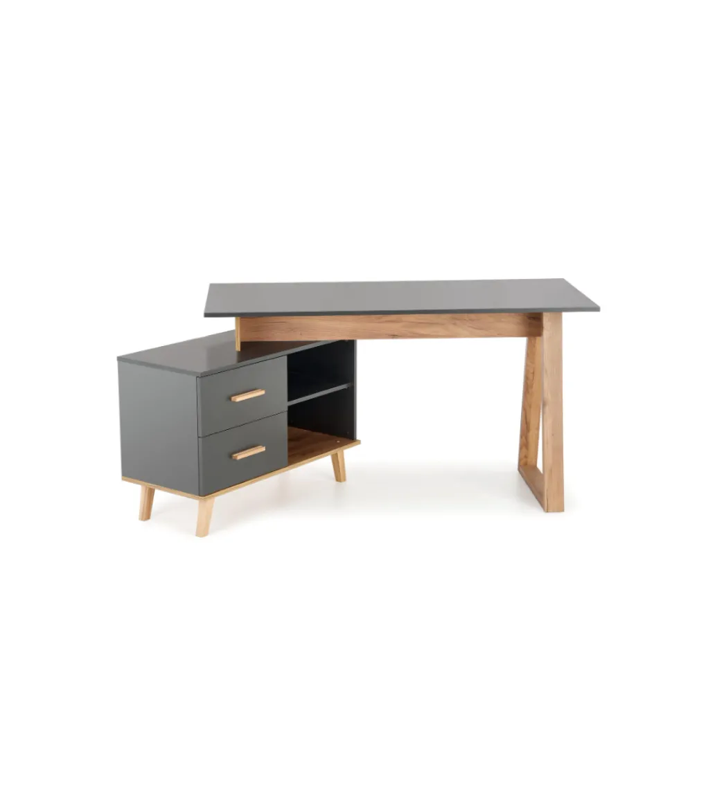 Biurko rozkładane SERGIO XL 134 cm - 210 cm antracytowe*Halmar Outlet