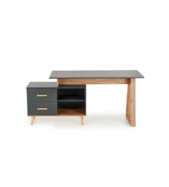 Biurko rozkładane SERGIO XL 134 cm - 210 cm antracytowe*Halmar Outlet