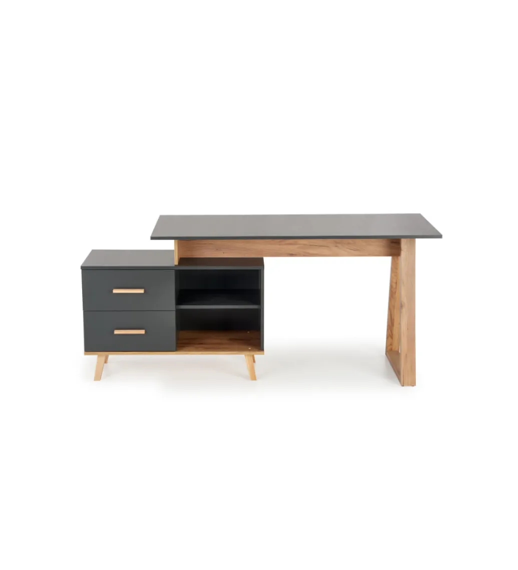 Biurko rozkładane SERGIO XL 134 cm - 210 cm antracytowe*Halmar Outlet