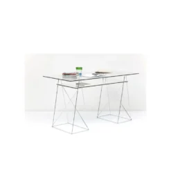 Biurko szklane POLAR 130 cm srebrne*KARE Outlet
