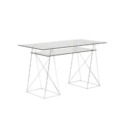 Biurko szklane POLAR 130 cm srebrne*KARE Outlet