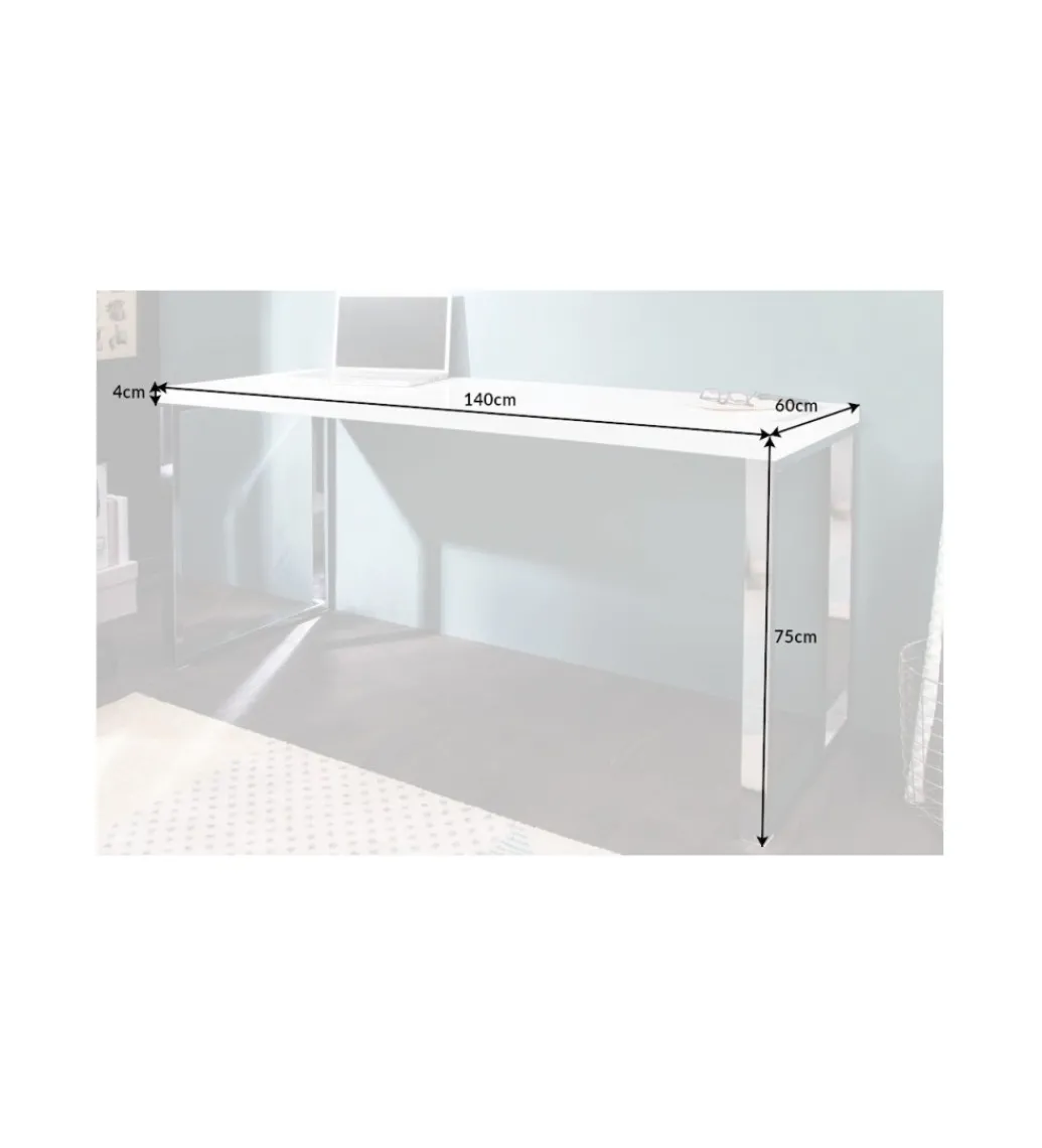 Biurko White Desk 140 cm białe*Invicta Interior Best