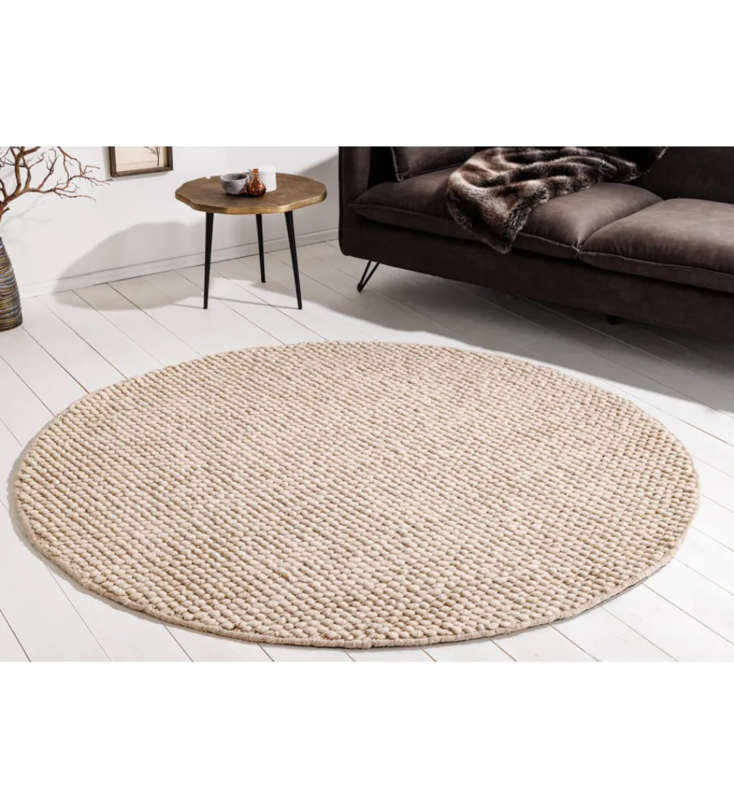 Dywan WOOL 150cm okrągły beżowy*Invicta Interior Best