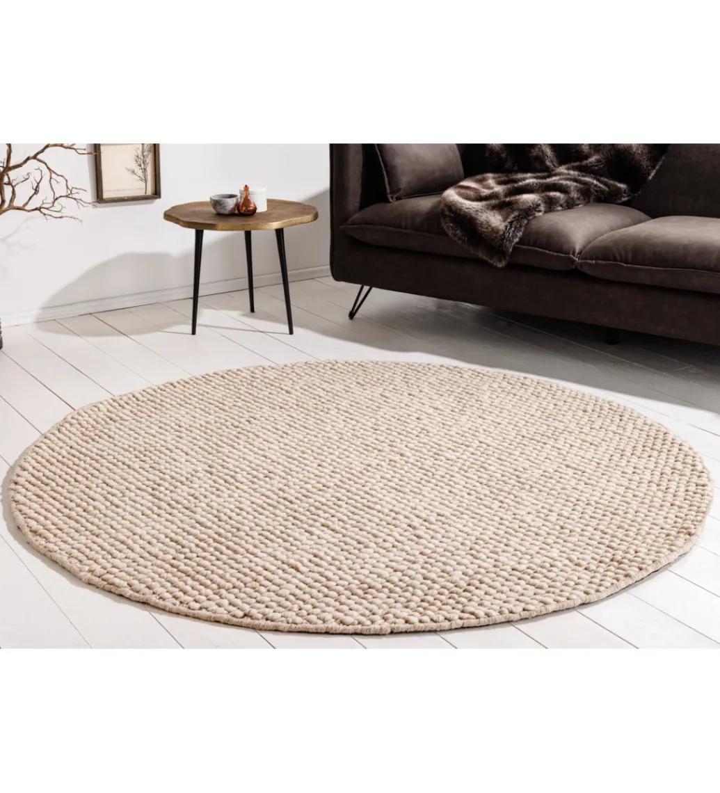 Dywan WOOL 150cm okrągły beżowy*Invicta Interior Best