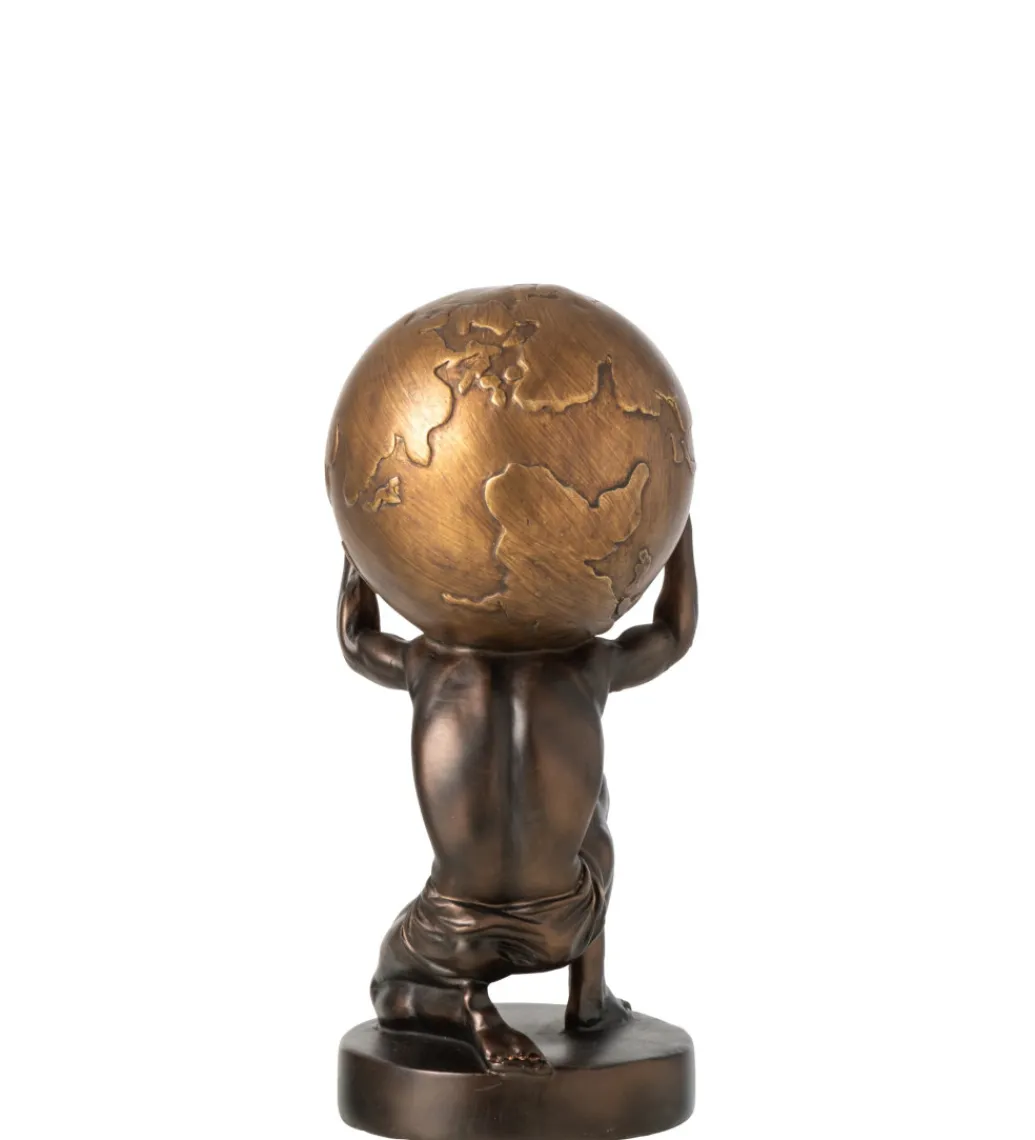 Figurka BALL HOLDING 28 cm ciemno brązowa złota*J-Line Sale
