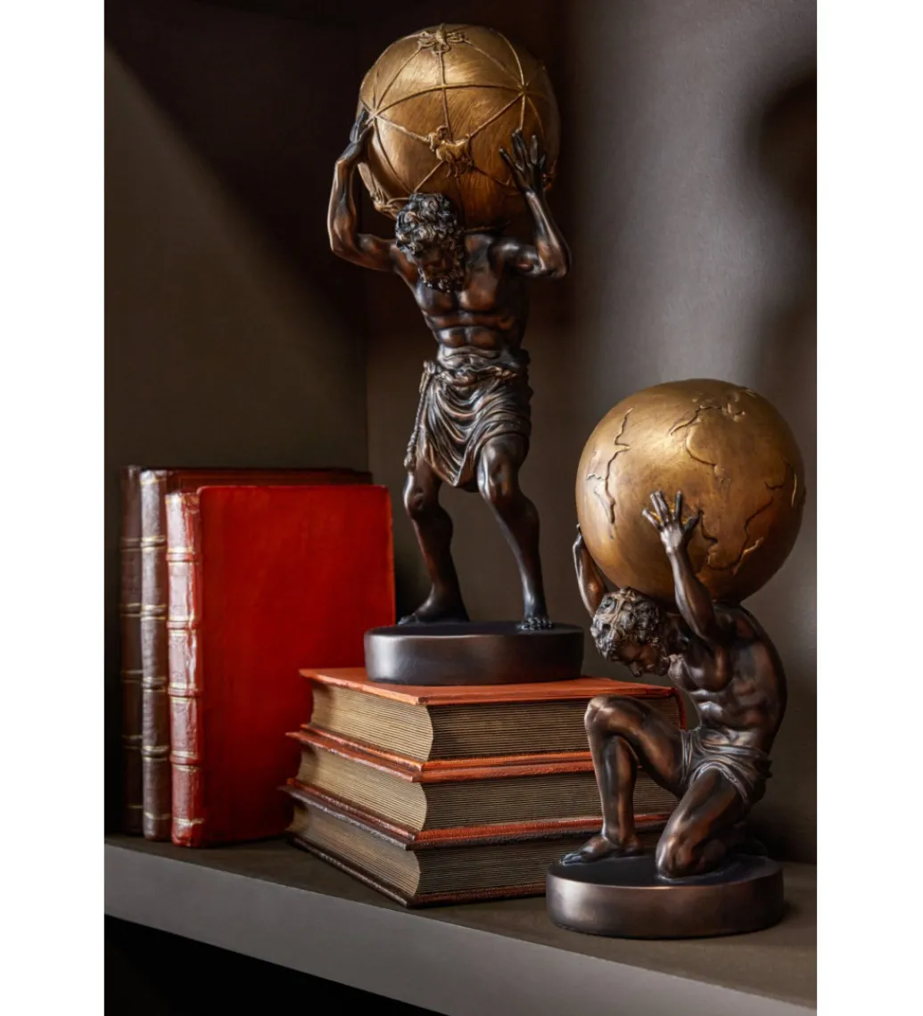 Figurka BALL HOLDING 28 cm ciemno brązowa złota*J-Line Sale