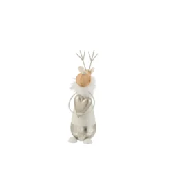 Figurka dekoracyjna Reindeer Heart 30 cm biała*J-Line New