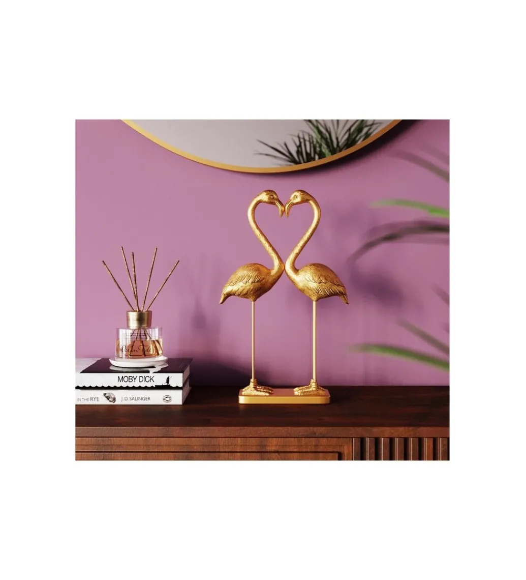Figurka Flamingo Love 29 cm złota*KDesign Sale
