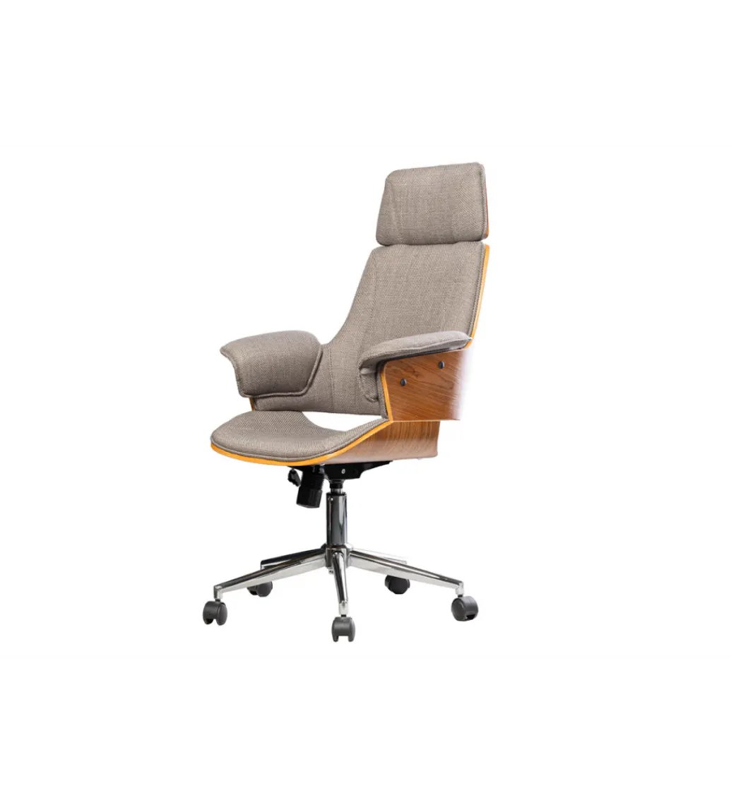 Fotel biurowy MANHATTAN od 44 do 54 cm szary drewno dębu*Invicta Interior - przedsprzedaż Clearance