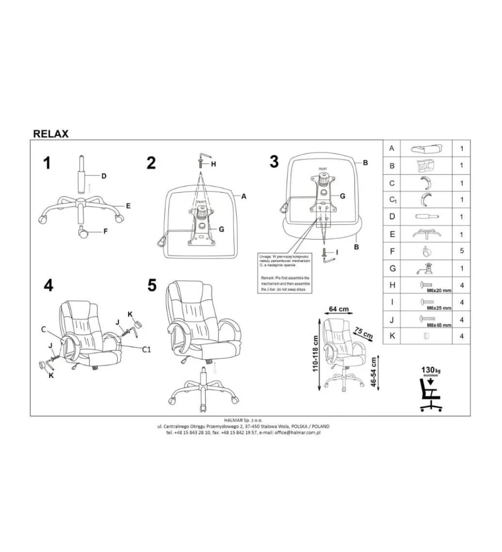 Fotel biurowy RELAX beżowy*Halmar Outlet