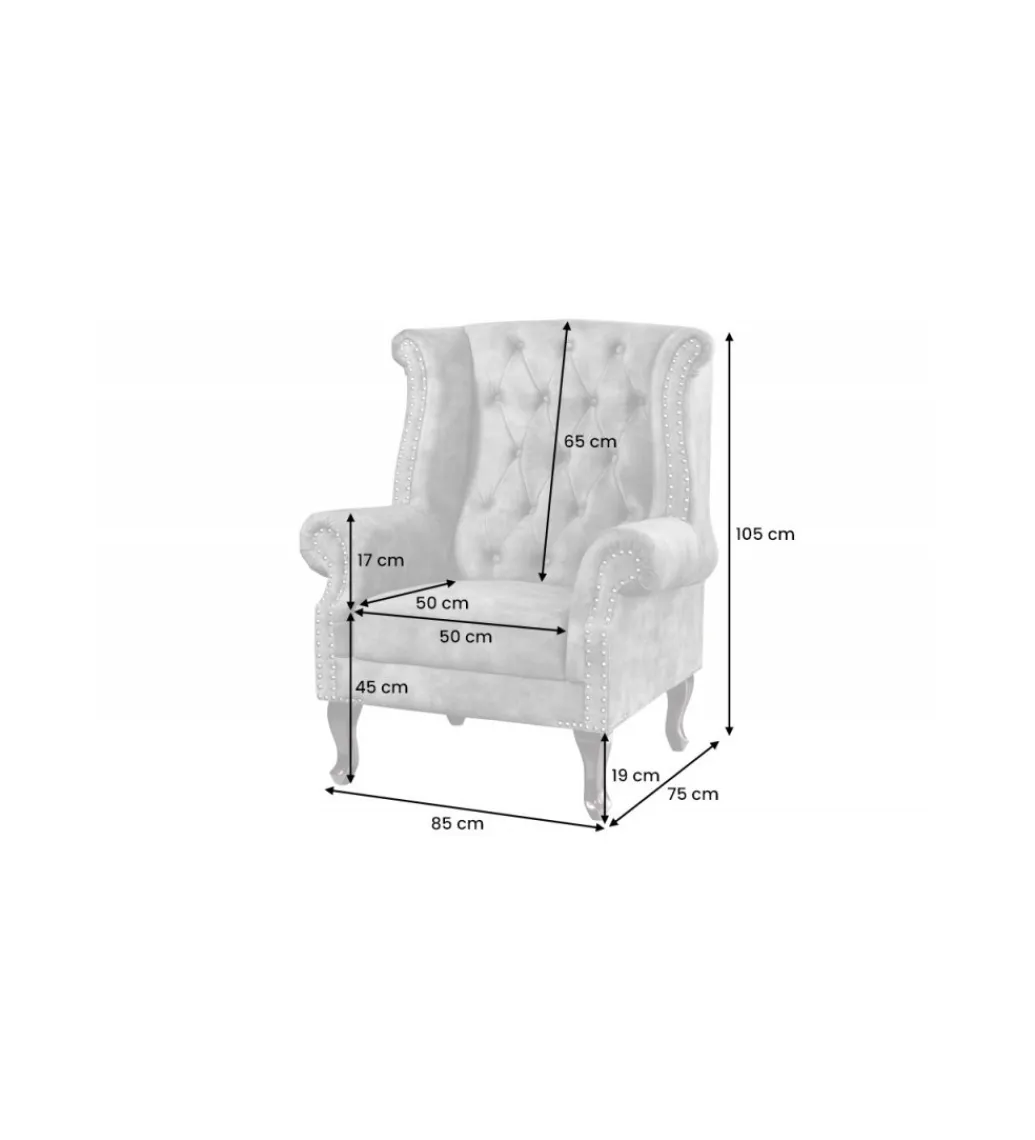 Fotel BRIGIDA Chesterfield szary*Invicta Interior Outlet