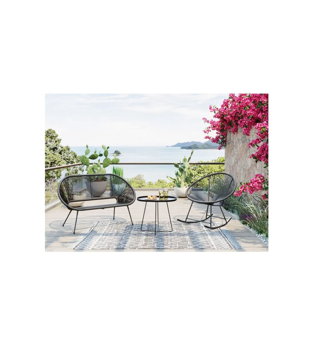 Fotel bujany ACAPULCO mono czarny*KARE Sale