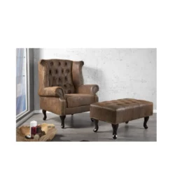 Fotel Chesterfield antyczny brąz*Invicta Interior New