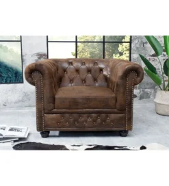 Fotel Chesterfield 110 cm antyczny brąz*Invicta Interior Hot