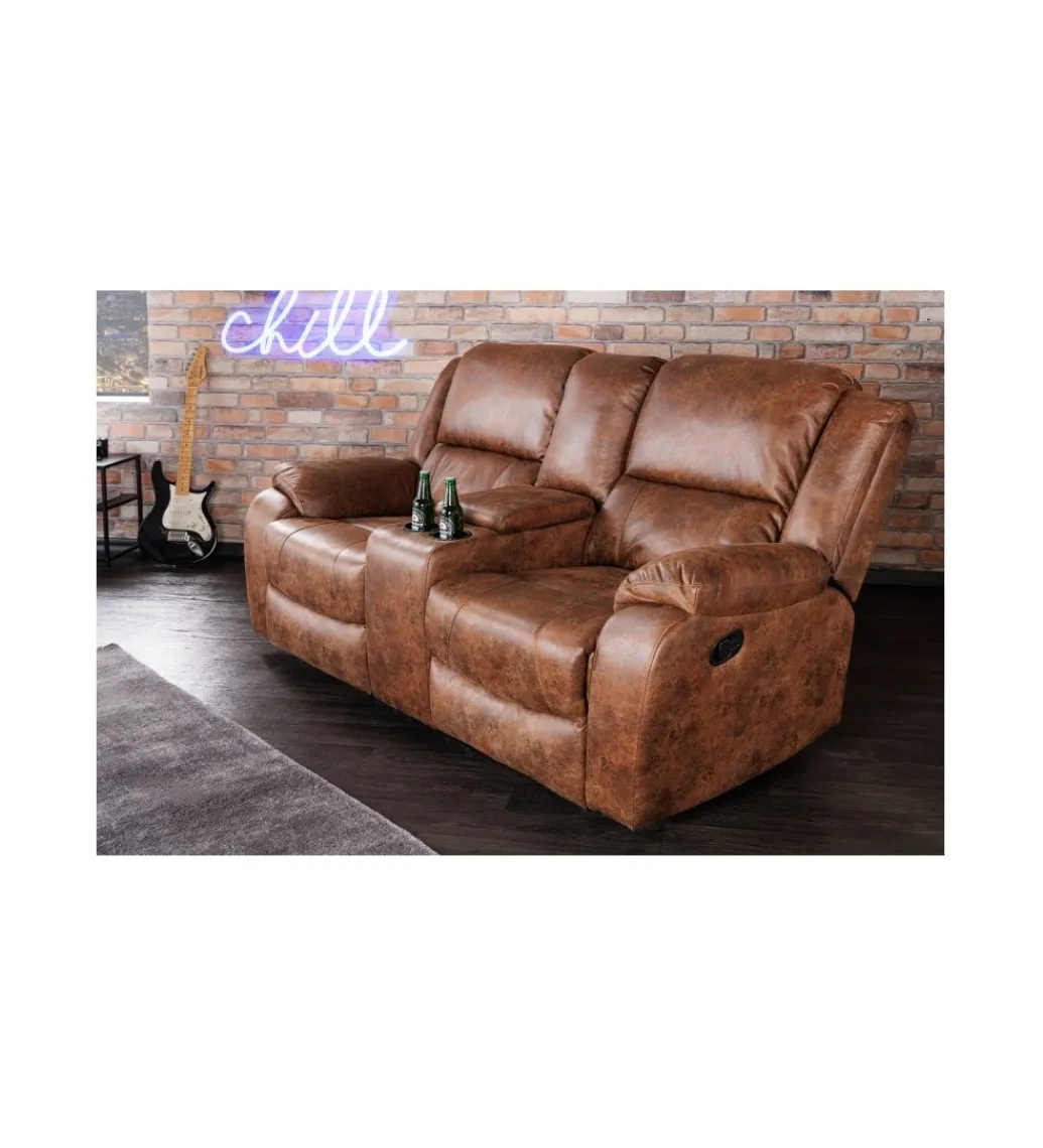 Fotel dwuosobowy DALLAS Hollywood 188 cm antyczny brązowy*Invicta Interior Online