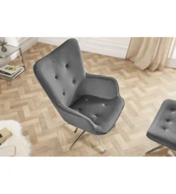 Fotel Lounger 110 Cm- 110 Cm Szary Aksamit*Invicta Interior New