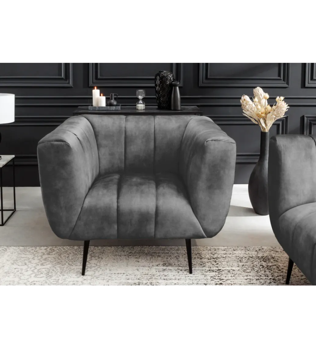 Fotel NOBLESSE aksamit szary*Invicta Interior Hot