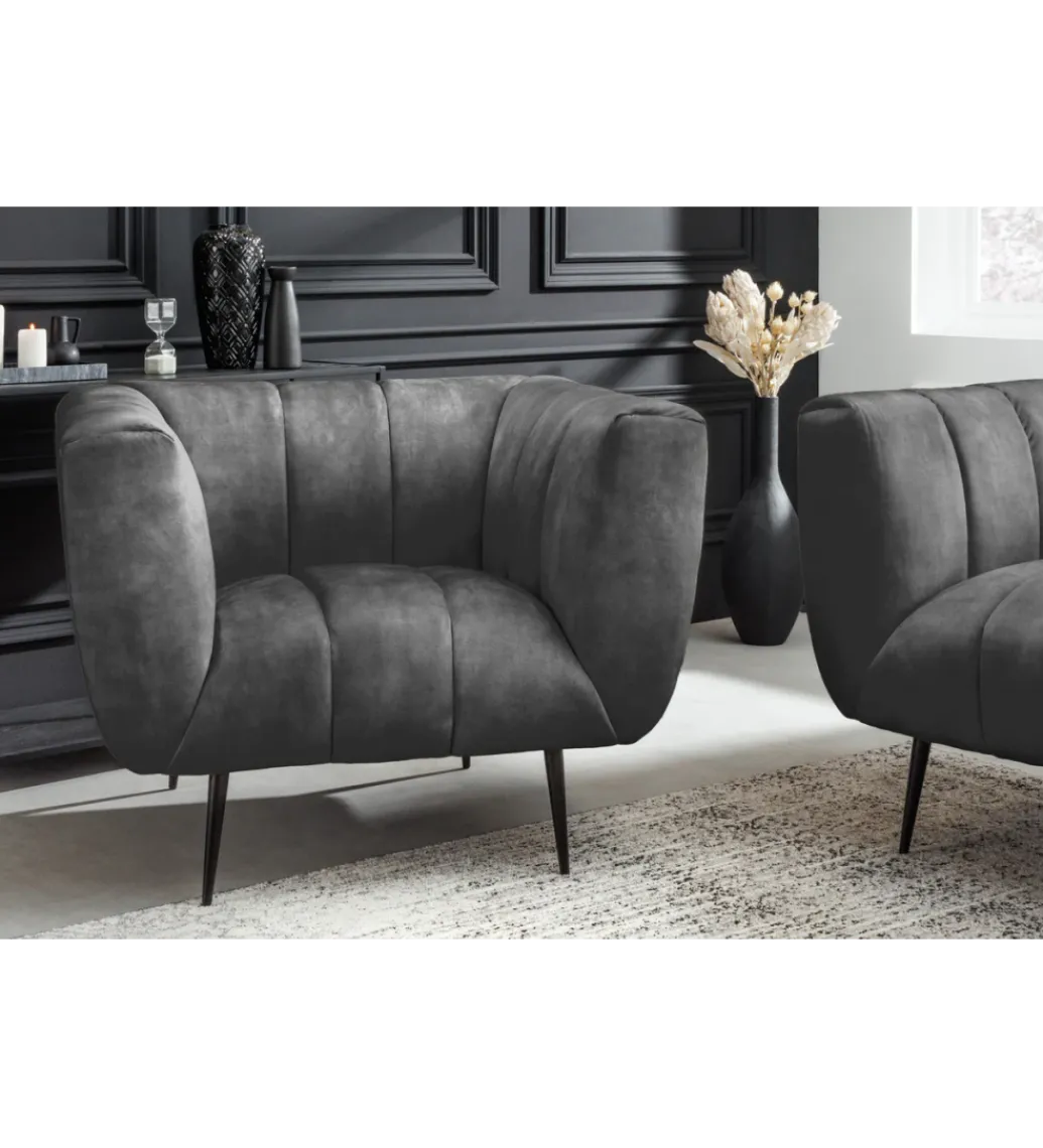 Fotel NOBLESSE aksamit szary*Invicta Interior Hot