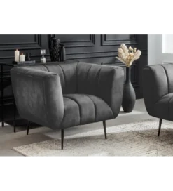 Fotel NOBLESSE aksamit szary*Invicta Interior Hot