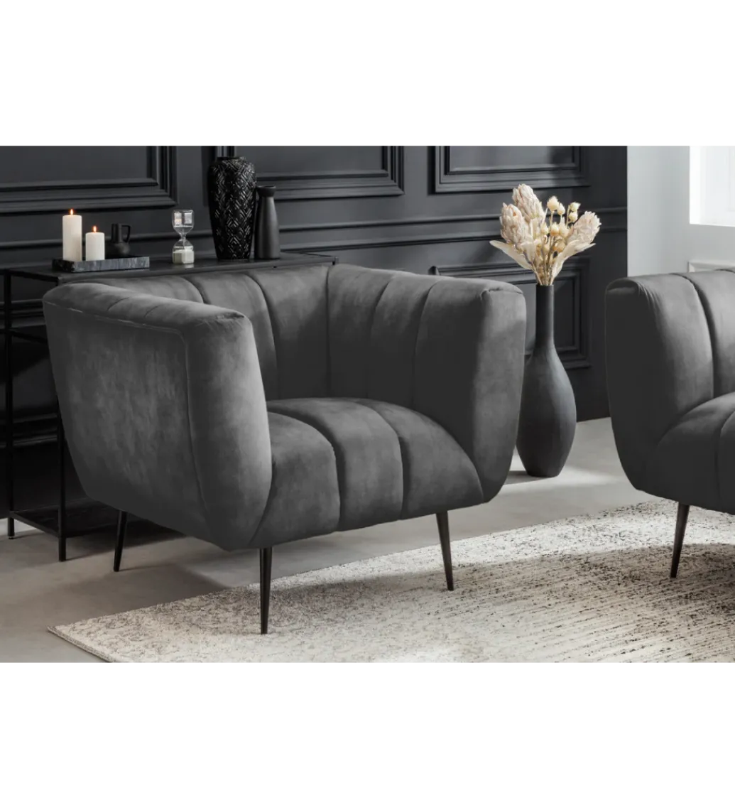 Fotel NOBLESSE aksamit szary*Invicta Interior Hot