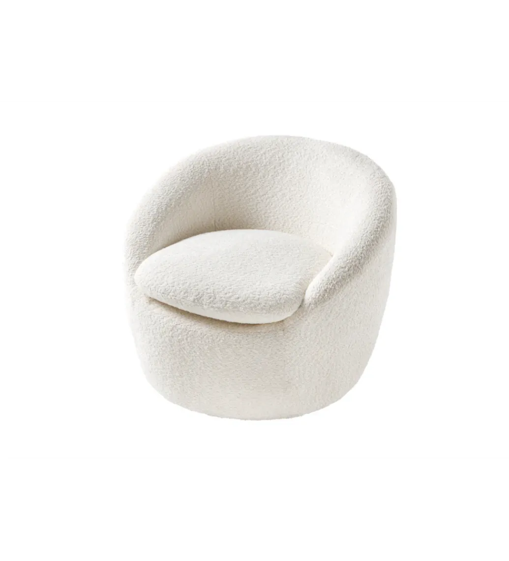 Fotel obrotowy BABYLON bouclé biały*Invicta Interior Hot