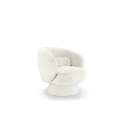 Fotel obrotowy BOSSA NOVA bouclé biały*Invicta Interior