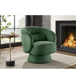 Fotel obrotowy BOSSA NOVA bouclé zielony*Invicta Interior Clearance