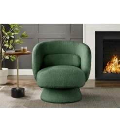 Fotel obrotowy BOSSA NOVA bouclé zielony*Invicta Interior Clearance