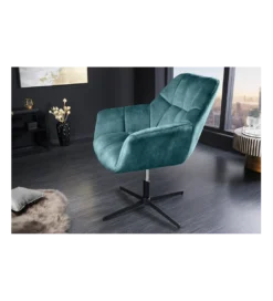 Fotel obrotowy PAPILLON od 83 do 90 cm aksamit morski*Invicta Interior - przedsprzedaż Discount