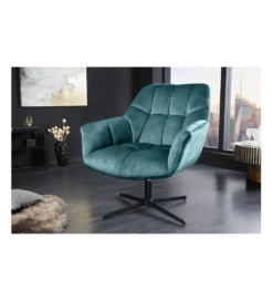 Fotel obrotowy PAPILLON od 83 do 90 cm aksamit morski*Invicta Interior - przedsprzedaż Discount