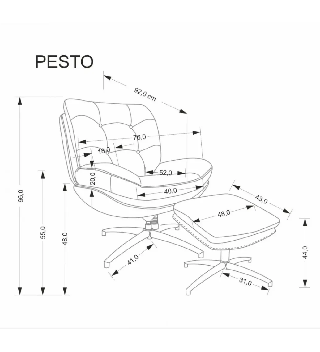 Fotel obrotowy PESTO z podnóżkiem szary*Halmar Discount