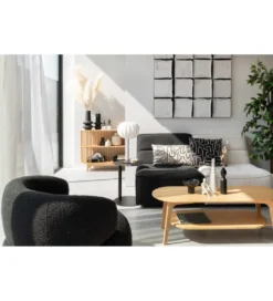 Fotel obrotowy Swivel Bouclé 83 cm kremowy*J-Line Outlet