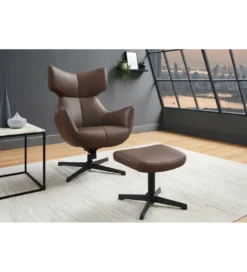 Fotel obrotowy VOGUE skórzany brązowy*Invicta Interior - przedsprzedaż New