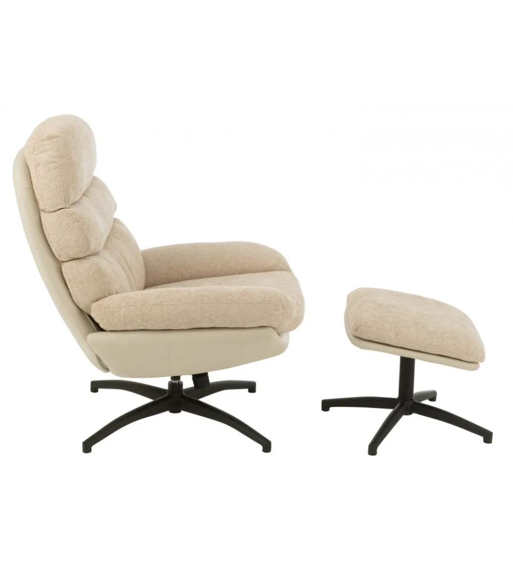 Fotel Relax z podnóżkiem beżowo szary*J-Line Sale