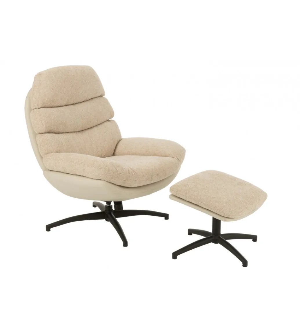 Fotel Relax z podnóżkiem beżowo szary*J-Line Sale