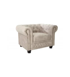Fotel ROCHESTER Chesterfield 105 cm beżowy*Invicta Interior Sale