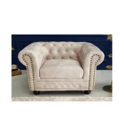 Fotel ROCHESTER Chesterfield 105 cm beżowy*Invicta Interior Sale