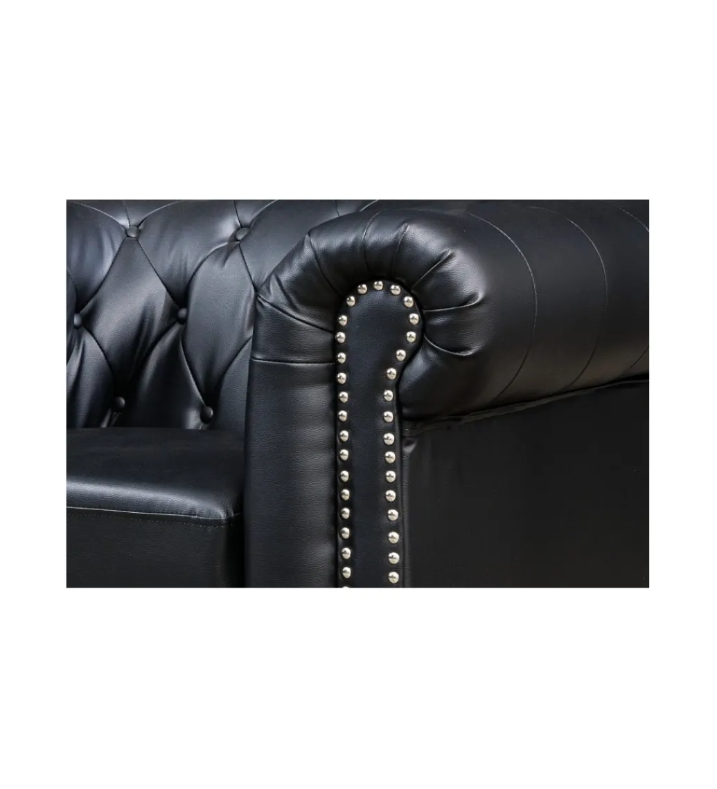 Fotel RONNI Chesterfield 110 cm czarny*Invicta Interior Discount