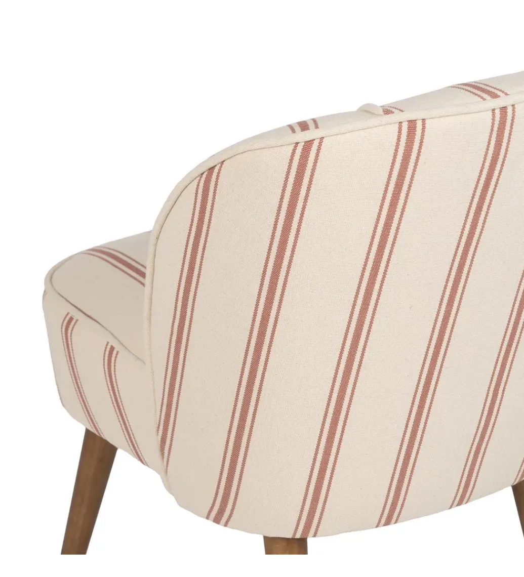 Fotel STRIMERS 73 cm biały w paski z terrakoty*Zona-Design New