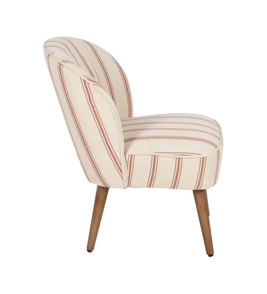 Fotel STRIMERS 73 cm biały w paski z terrakoty*Zona-Design New