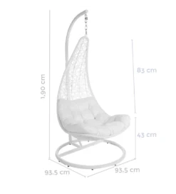 Fotel wiszący POLE DIDO 192 cm rattan biali*Zona-Design Best