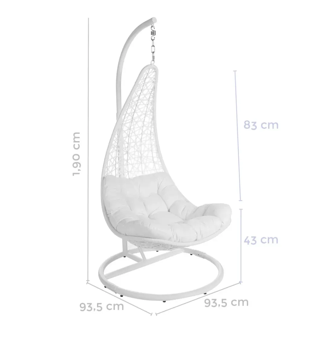 Fotel wiszący POLE DIDO 192 cm rattan biali*Zona-Design Best