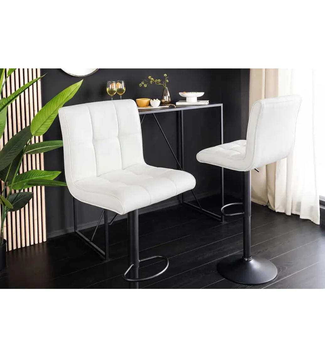Hoker MODENA od 92 cm do 115 cm 360 stopni obrotu biały skórzany*Invicta Interior - przedsprzedaż Clearance