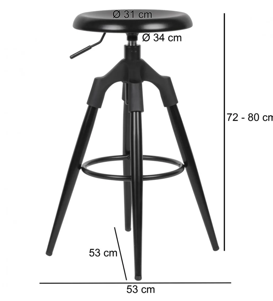 Hoker obrotowy AVERS 72 cm - 80 cm czarny*WOHNLING, GERMANY Outlet