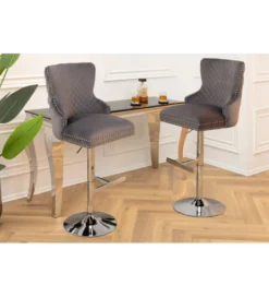Hoker z kołatką CASTLE regulacja  welur szary*Invicta Interior - przedsprzedaż Outlet