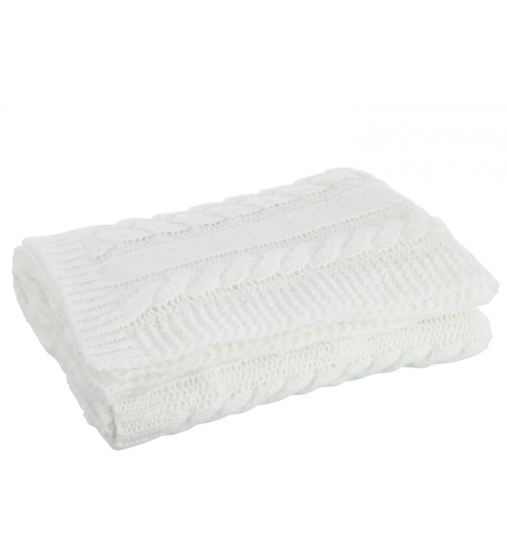 Koc Pled Twist 130 cm x 180 cm biały*J-Line Clearance