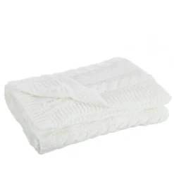 Koc Pled Twist 130 cm x 180 cm biały*J-Line Clearance