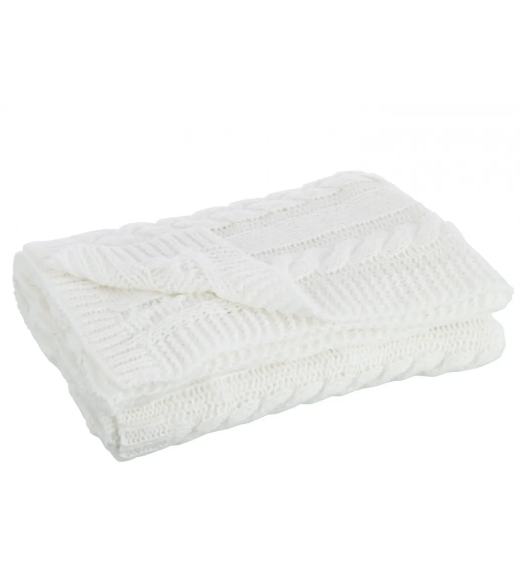 Koc Pled Twist 130 cm x 180 cm biały*J-Line Clearance