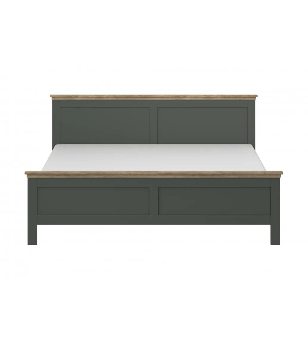 Łóżko EVORA 180 cm x 200 cm zielone z dodatkiem koloru dąb Lefkas*Helvetia Discount