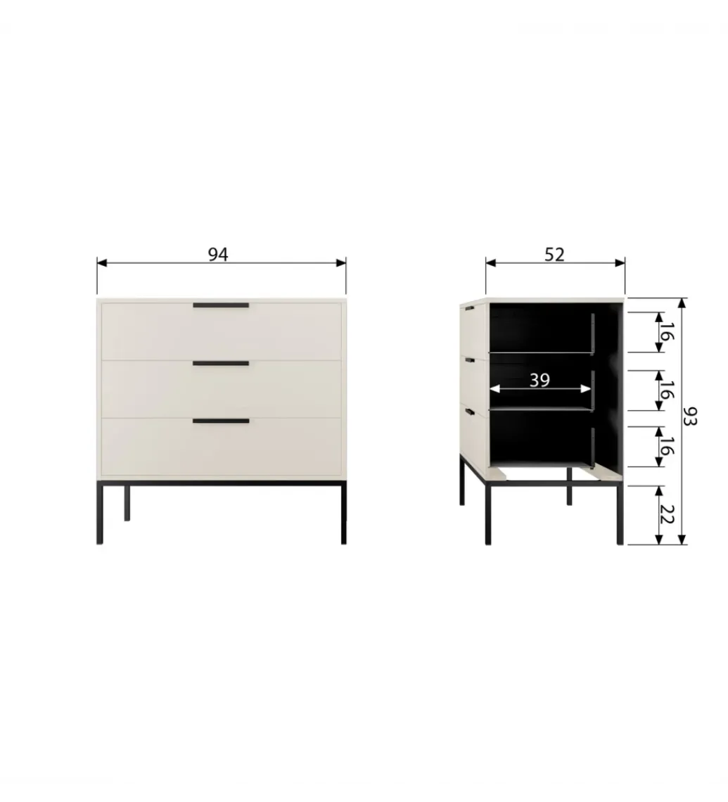 Komoda ADAM 94 cm drewno sosny dust*WOOOD Outlet